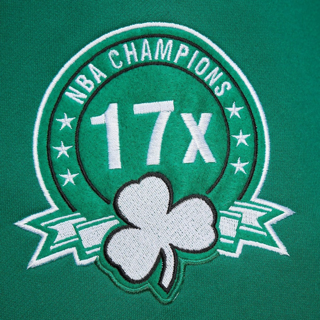 Boston Celtics Chainstitch Applique Vintage Heavyweight Pullover Hoodie Kelly Green