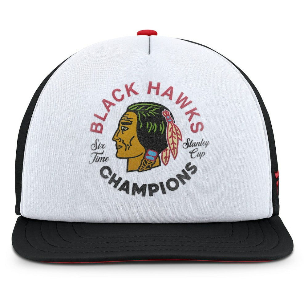 NHL Chicago Blackhawks Fanatics Decades Collection Foam Front Snapback Hat - White/Black
