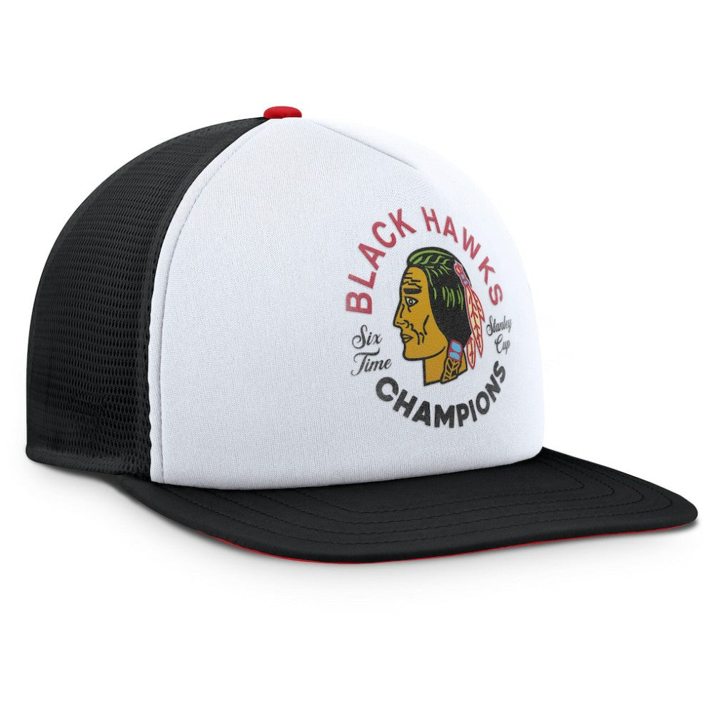 NHL Chicago Blackhawks Fanatics Decades Collection Foam Front Snapback Hat - White/Black