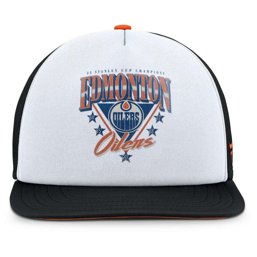 NHL Edmonton Oilers Fanatics Decades Collection Foam Front Snapback Hat - White/Black