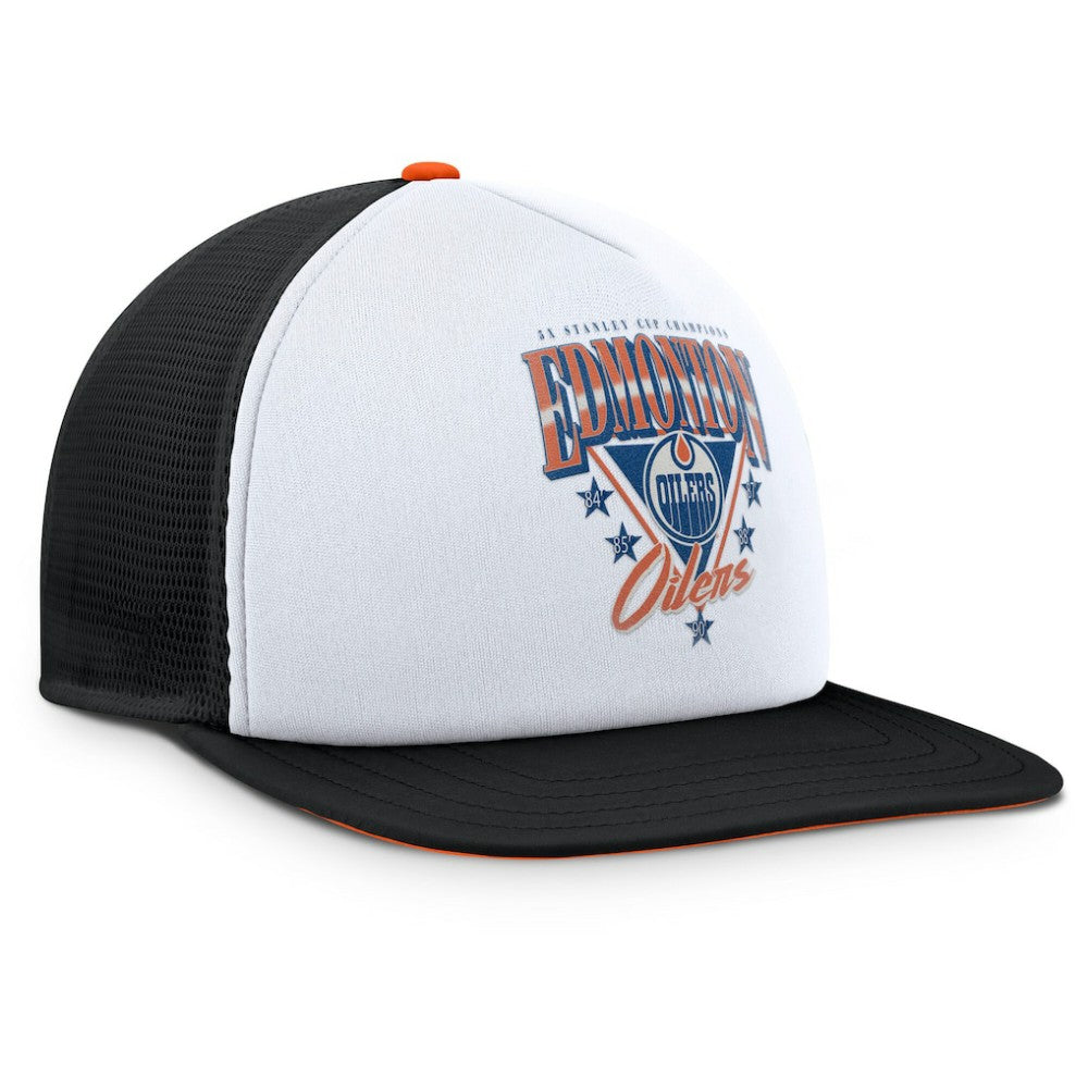 NHL Edmonton Oilers Fanatics Decades Collection Foam Front Snapback Hat - White/Black