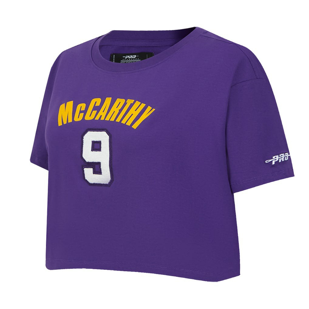 J.J. McCarthy Minnesota Vikings Pro Standard Women's Player Name & Number Cropped Boxy T-Shirt Purple