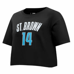 Amon-Ra St. Brown Detroit Lions Pro Standard Women's Player Name & Number Cropped Boxy T-Shirt Black