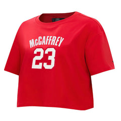 Christian McCaffrey San Francisco 49ers Pro Standard Women's Player Name & Number Cropped Boxy T-Shirt Scarlet