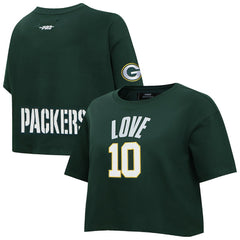 Jordan Love Green Bay Packers Pro Standard Women's Player Name & Number Cropped Boxy T-Shirt Green