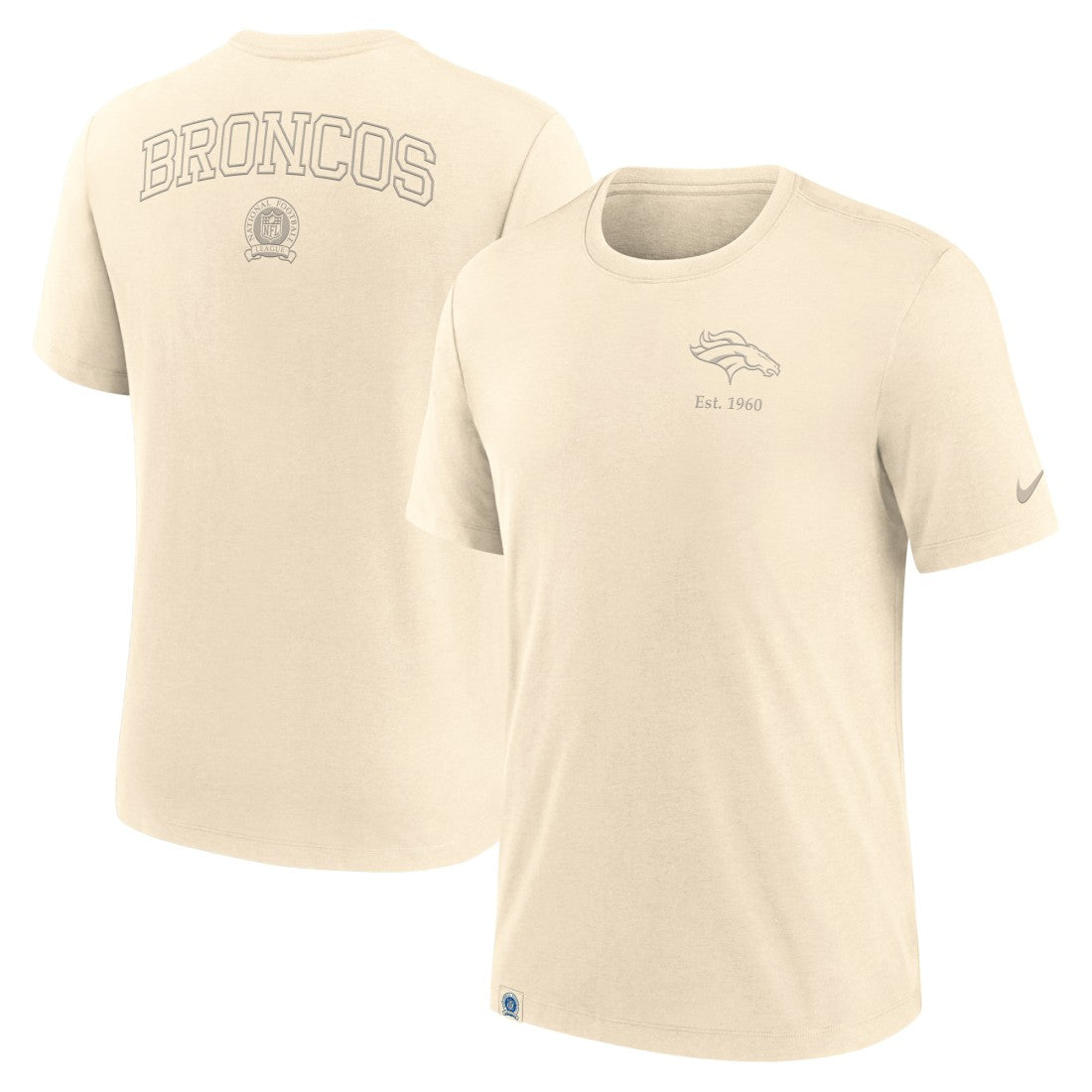 Denver Broncos Glory Tri-Blend T-Shirt Cream