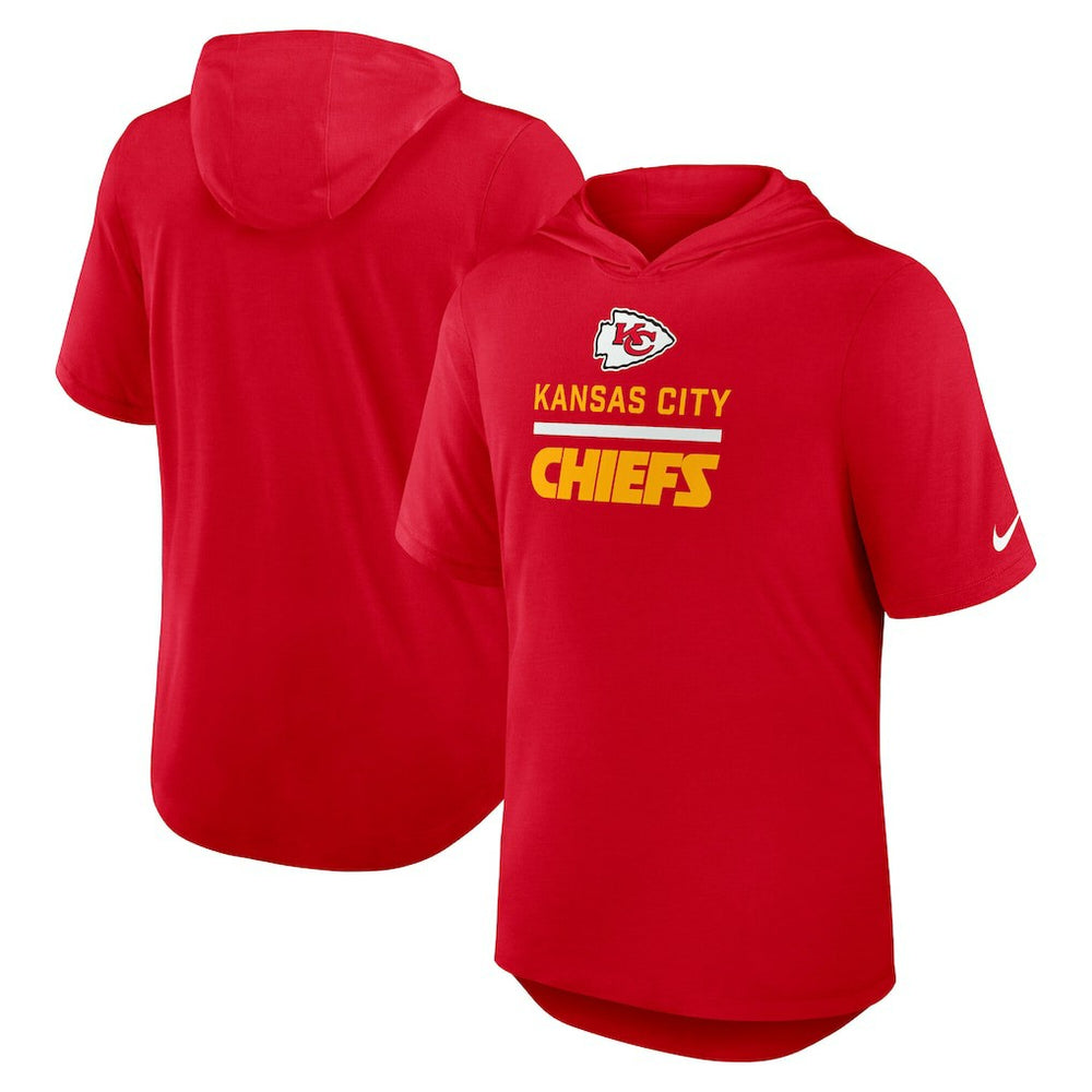 Kansas City Chiefs Lockup Tri-Blend Hoodie T-Shirt Red