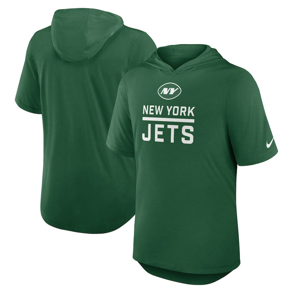 New York Jets Lockup Tri-Blend Hoodie T-Shirt Green