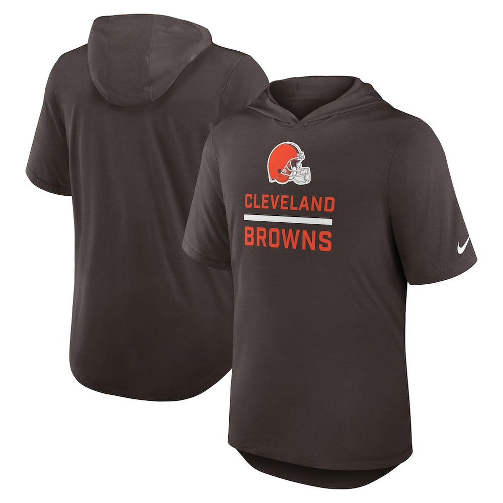 Cleveland Browns Lockup Tri-Blend Hoodie T-Shirt Brown