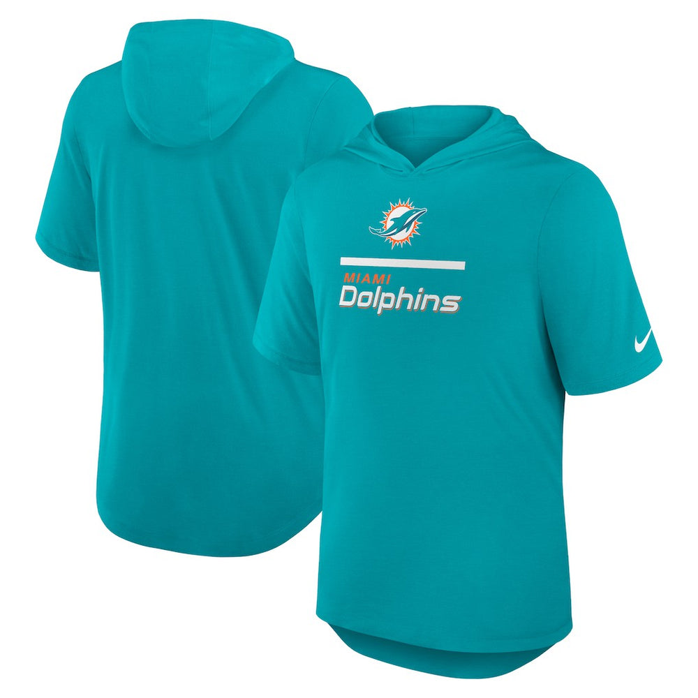 Miami Dolphins Lockup Tri-Blend Hoodie T-Shirt Aqua
