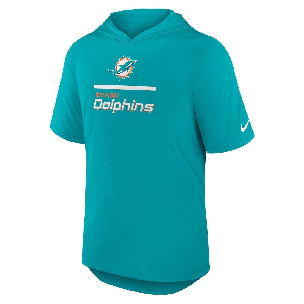 Miami Dolphins Lockup Tri-Blend Hoodie T-Shirt Aqua