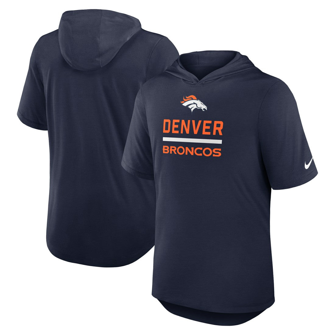 Denver Broncos Lockup Tri-Blend Hoodie T-Shirt Navy