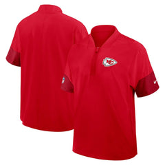 Kansas City Chiefs Sideline Short Sleeve Quarter-Zip Dri-FIT Coach Jacket Red