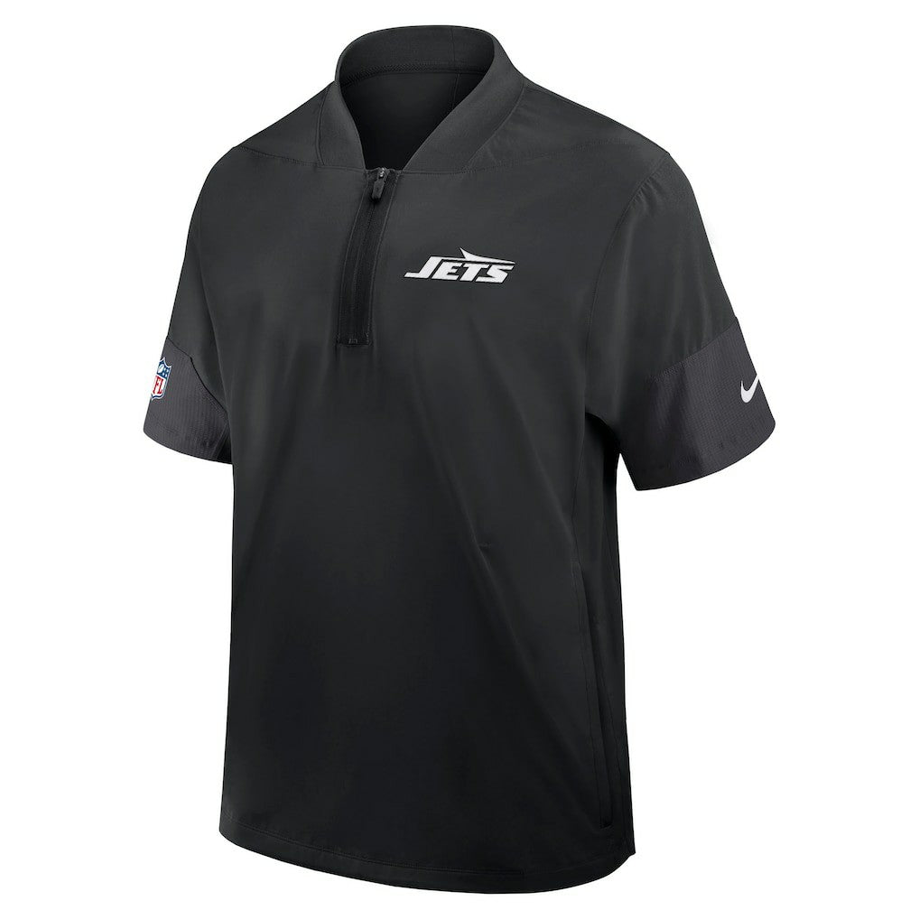 New York Jets Sideline Short Sleeve Quarter-Zip Dri-FIT Coach Jacket Black