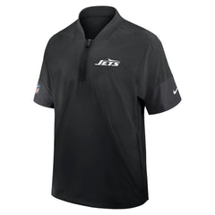 New York Jets Sideline Short Sleeve Quarter-Zip Dri-FIT Coach Jacket Black