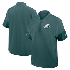 Philadelphia Eagles Sideline Short Sleeve Quarter-Zip Dri-FIT Coach Jacket Midnight Green