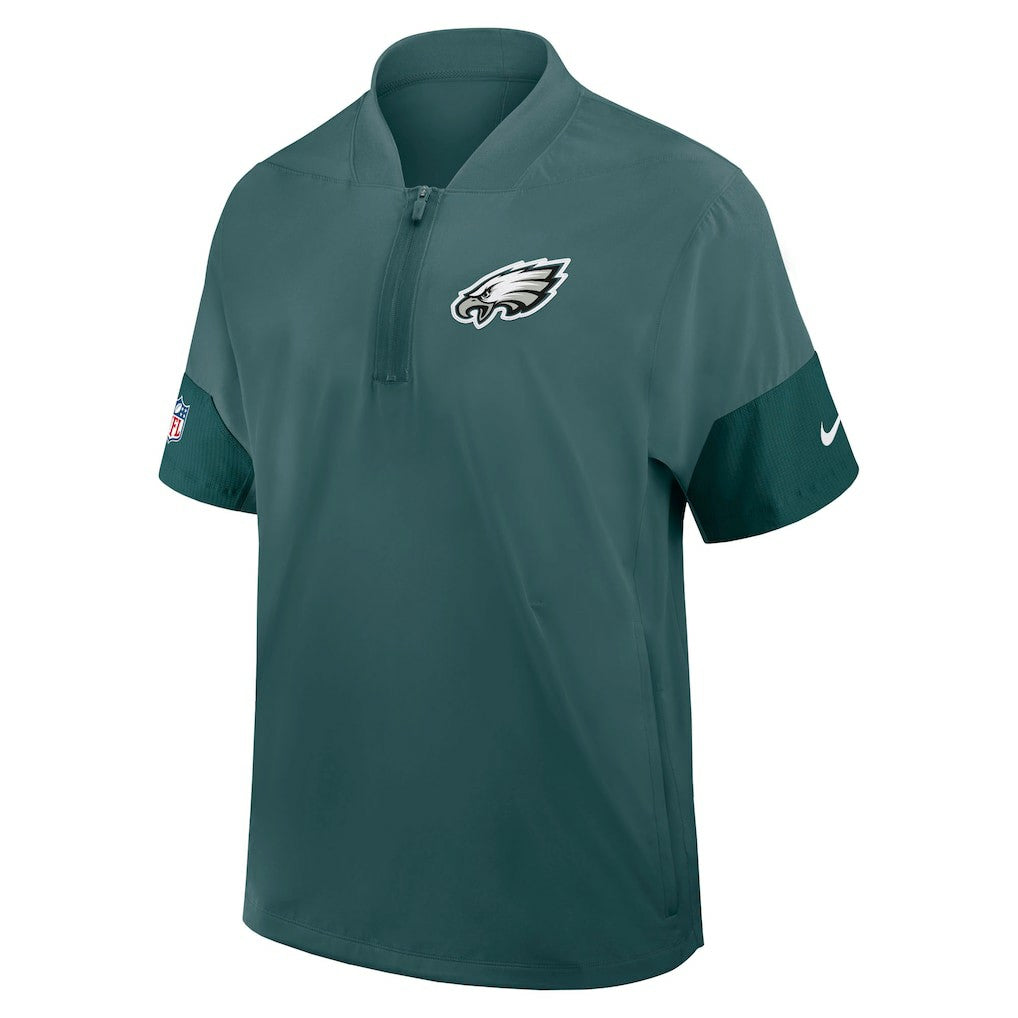 Philadelphia Eagles Sideline Short Sleeve Quarter-Zip Dri-FIT Coach Jacket Midnight Green