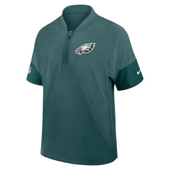 Philadelphia Eagles Sideline Short Sleeve Quarter-Zip Dri-FIT Coach Jacket Midnight Green