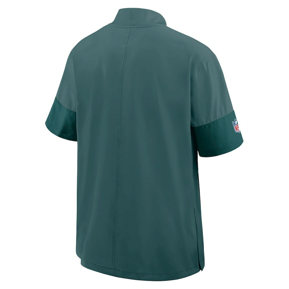 Philadelphia Eagles Sideline Short Sleeve Quarter-Zip Dri-FIT Coach Jacket Midnight Green