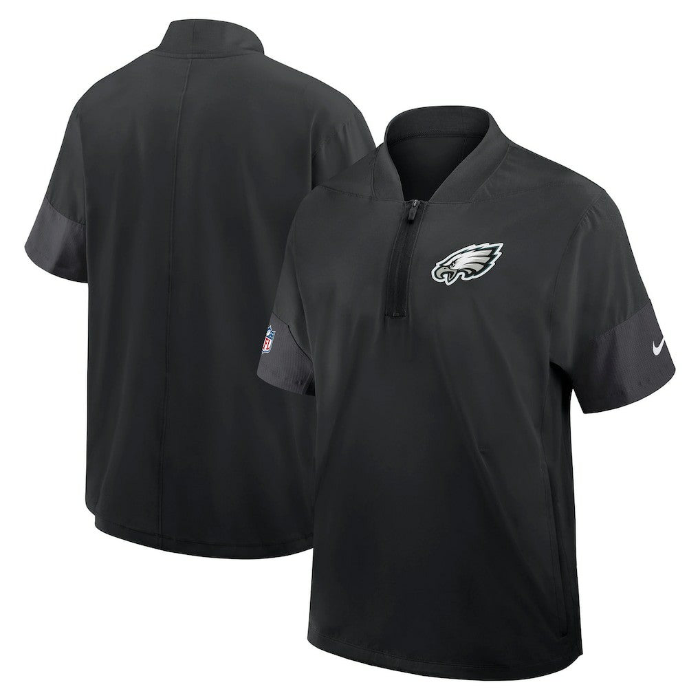 Philadelphia Eagles Sideline Short Sleeve Quarter-Zip Dri-FIT Coach Jacket Black