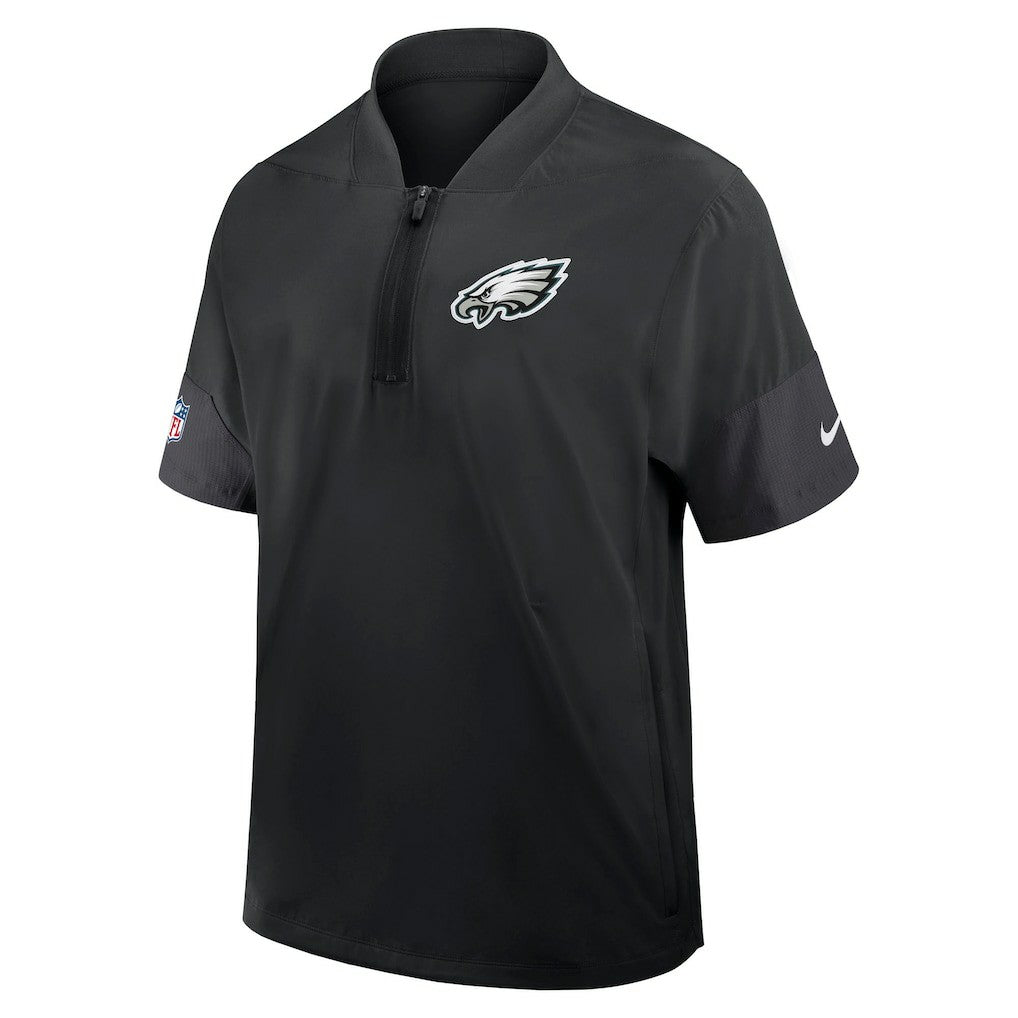 Philadelphia Eagles Sideline Short Sleeve Quarter-Zip Dri-FIT Coach Jacket Black