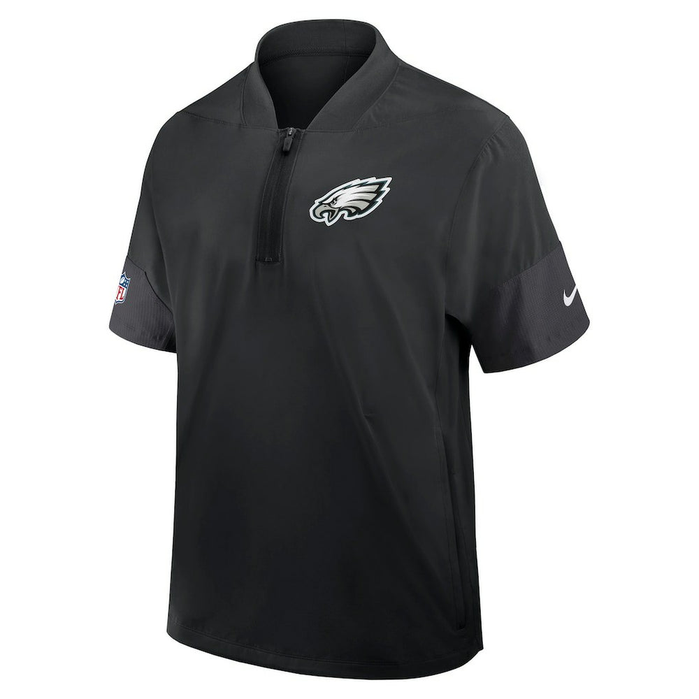 Philadelphia Eagles Sideline Short Sleeve Quarter-Zip Dri-FIT Coach Jacket Black