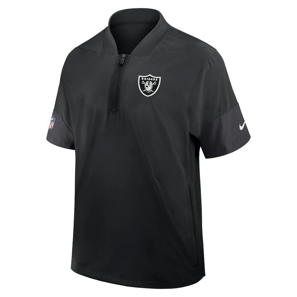 Las Vegas Raiders Sideline Short Sleeve Quarter-Zip Dri-FIT Coach Jacket Black