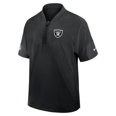 Las Vegas Raiders Sideline Short Sleeve Quarter-Zip Dri-FIT Coach Jacket Black