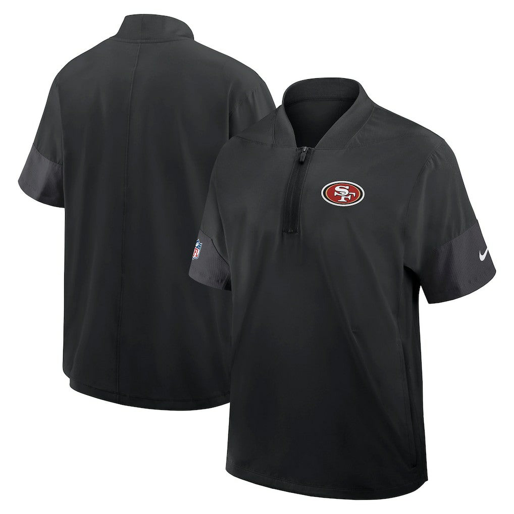 San Francisco 49ers Sideline Short Sleeve Quarter-Zip Dri-FIT Coach Jacket Black