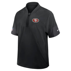 San Francisco 49ers Sideline Short Sleeve Quarter-Zip Dri-FIT Coach Jacket Black