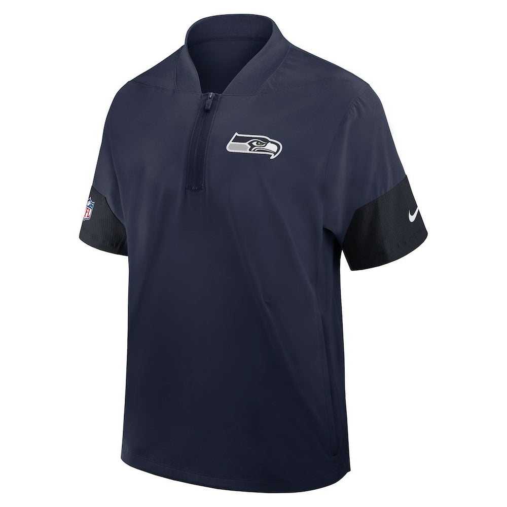Seattle Seahawks Sideline Short Sleeve Quarter-Zip Dri-FIT Coach Jacket College Navy