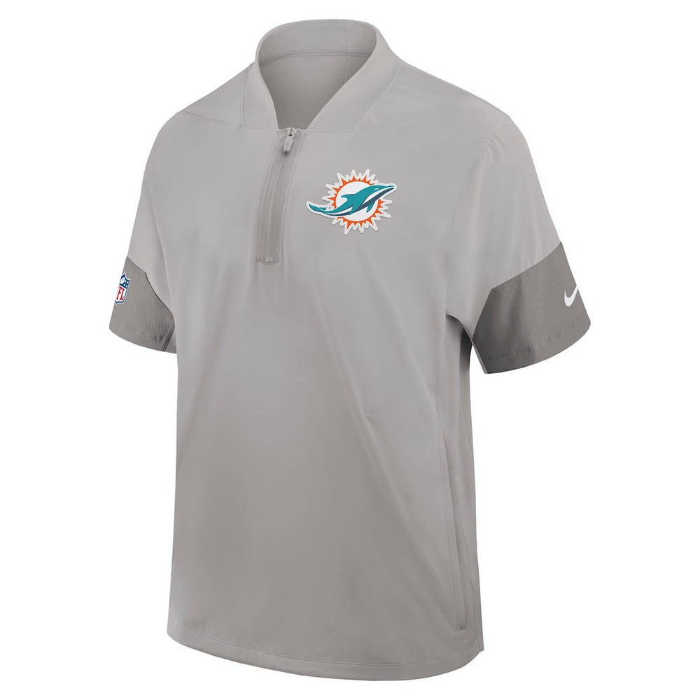 Miami Dolphins Sideline Short Sleeve Quarter-Zip Dri-FIT Coach Jacket Gray