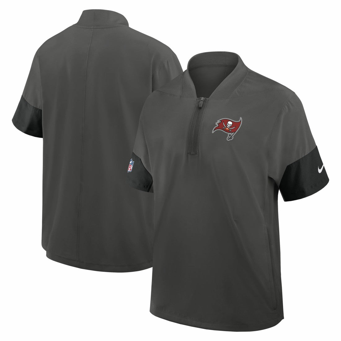 Tampa Bay Buccaneers Sideline Short Sleeve Quarter-Zip Dri-FIT Coach Jacket Pewter