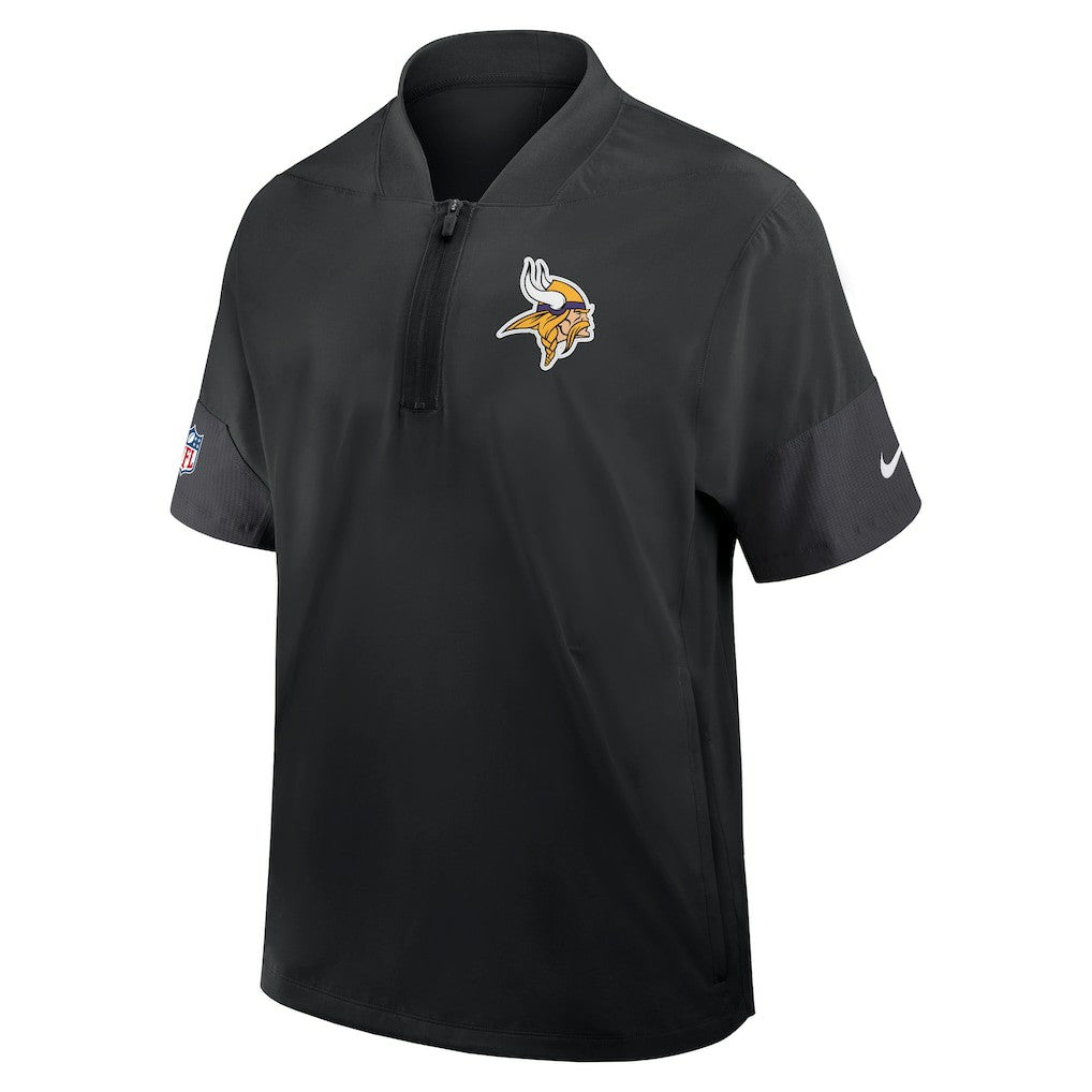 Minnesota Vikings Sideline Short Sleeve Quarter-Zip Dri-FIT Coach Jacket Black
