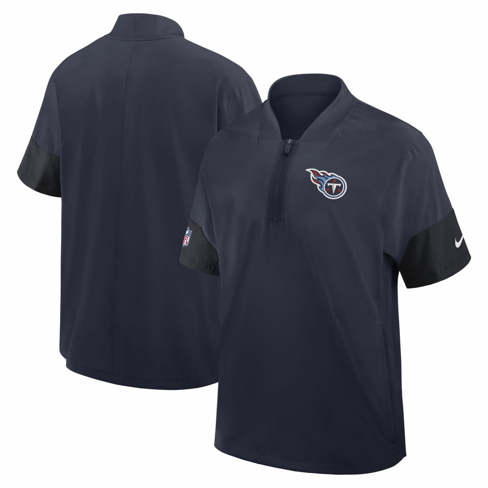 Tennessee Titans Sideline Short Sleeve Quarter-Zip Dri-FIT Coach Jacket Navy