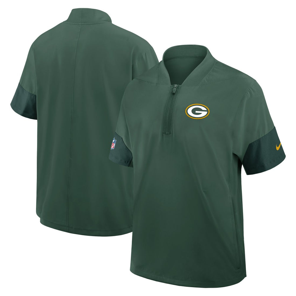 Green Bay Packers Sideline Short Sleeve Quarter-Zip Dri-FIT Coach Jacket Green