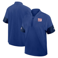New York Giants Sideline Short Sleeve Quarter-Zip Dri-FIT Coach Jacket Royal