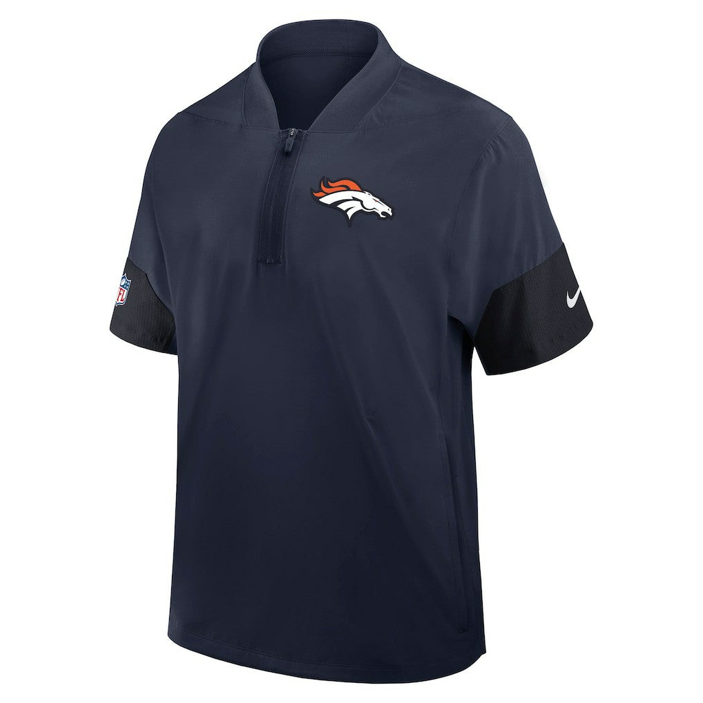 Denver Broncos Sideline Short Sleeve Quarter-Zip Dri-FIT Coach Jacket Navy