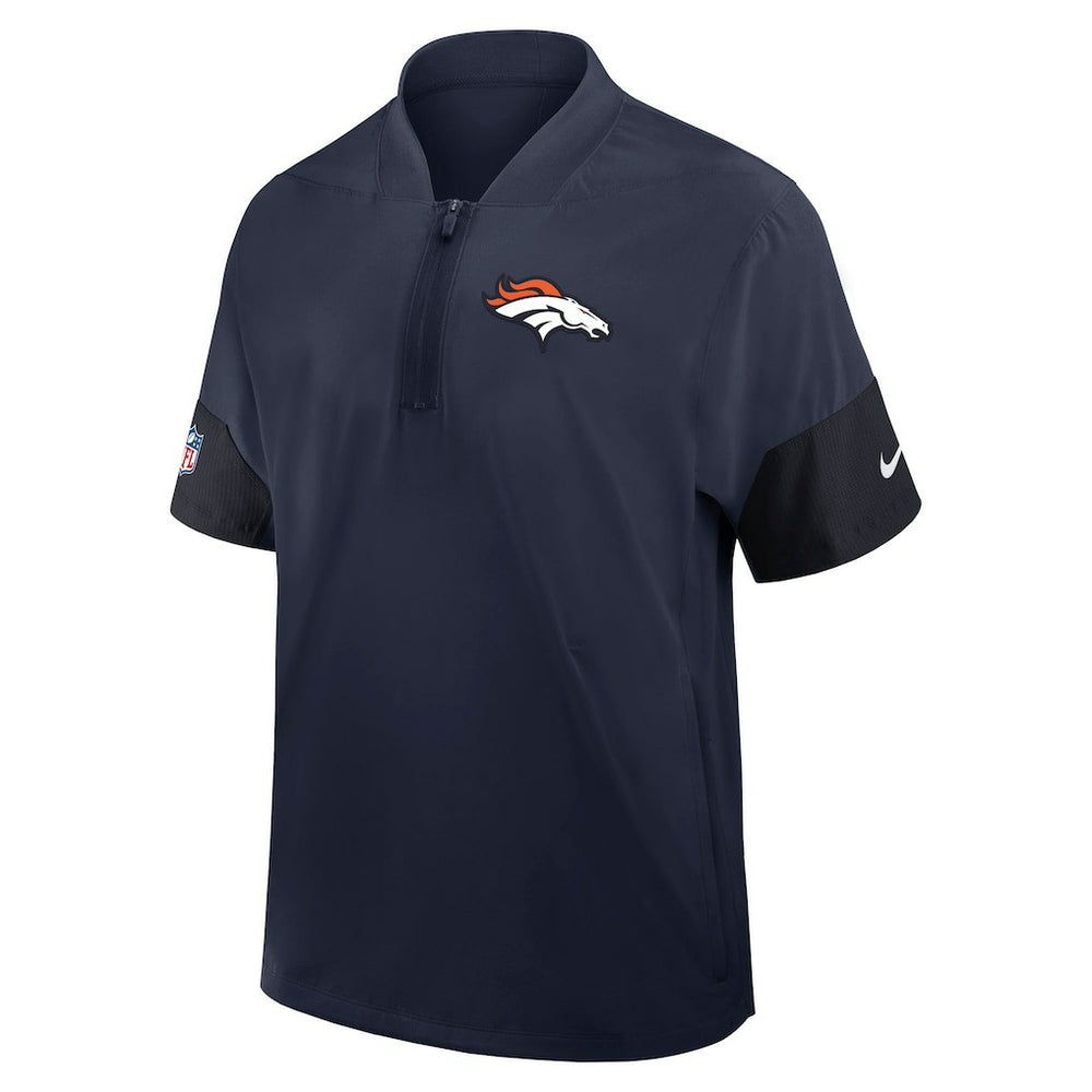 Denver Broncos Sideline Short Sleeve Quarter-Zip Dri-FIT Coach Jacket Navy