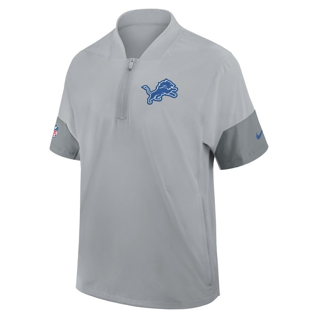 Detroit Lions Sideline Short Sleeve Quarter-Zip Dri-FIT Coach Jacket Gray