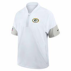 Green Bay Packers Sideline Short Sleeve Quarter-Zip Dri-FIT Coach Jacket White