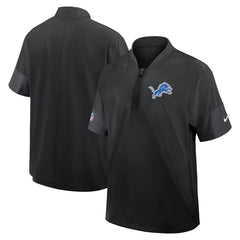 Detroit Lions Sideline Short Sleeve Quarter-Zip Dri-FIT Coach Jacket Black
