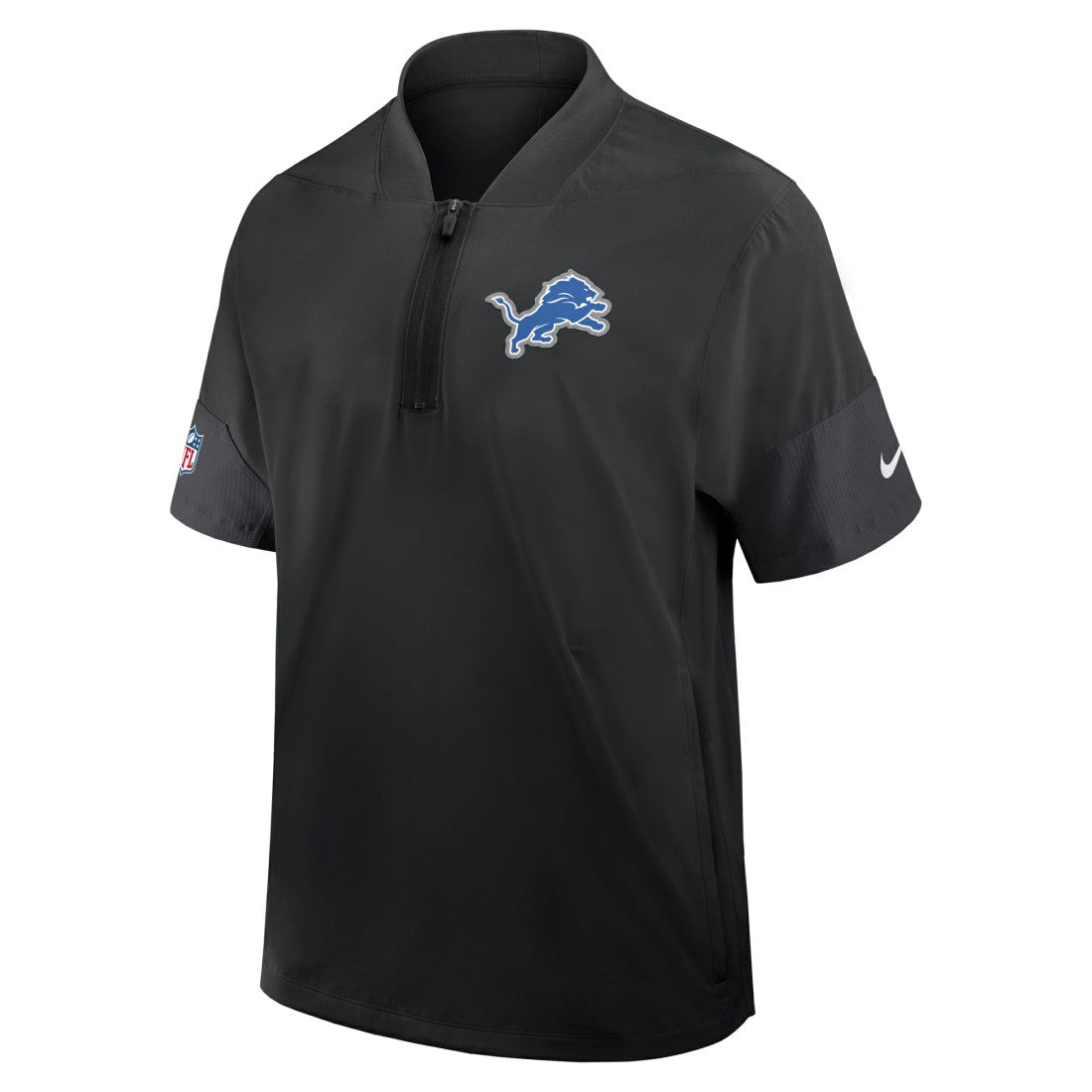 Detroit Lions Sideline Short Sleeve Quarter-Zip Dri-FIT Coach Jacket Black