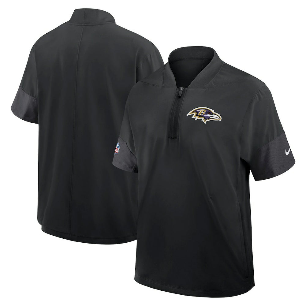 Baltimore Ravens Sideline Short Sleeve Quarter-Zip Dri-FIT Coach Jacket Black
