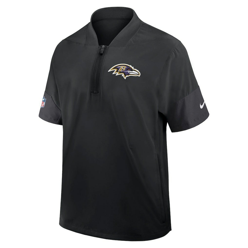 Baltimore Ravens Sideline Short Sleeve Quarter-Zip Dri-FIT Coach Jacket Black