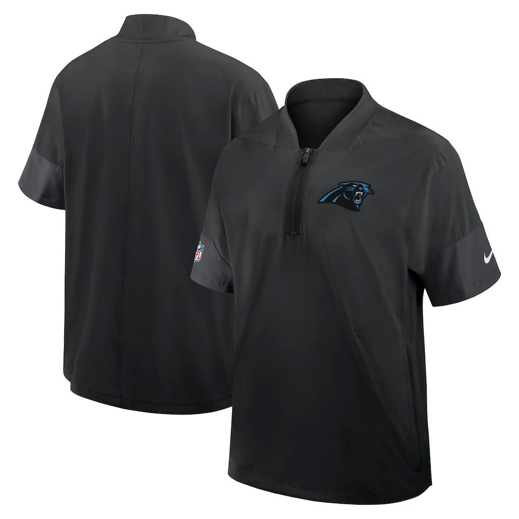 Carolina Panthers Sideline Short Sleeve Quarter-Zip Dri-FIT Coach Jacket Black