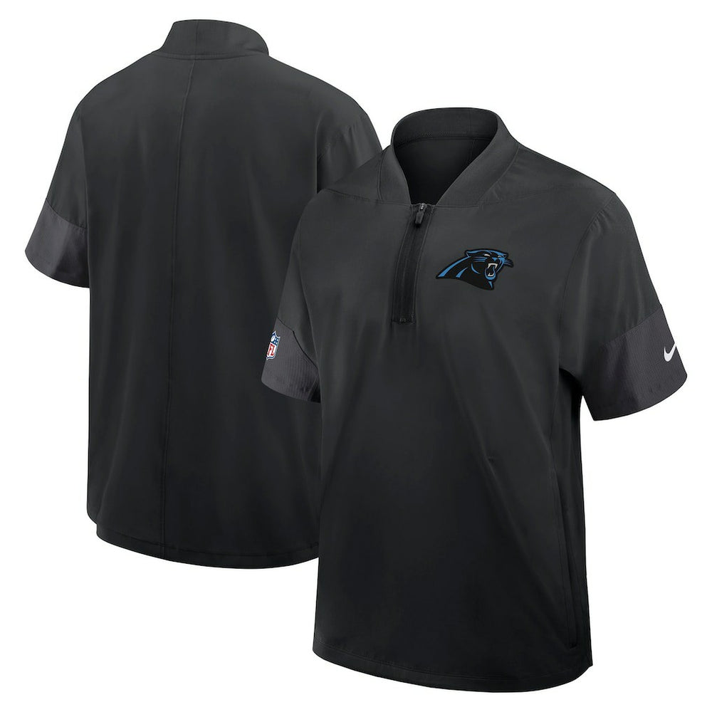 Carolina Panthers Sideline Short Sleeve Quarter-Zip Dri-FIT Coach Jacket Black