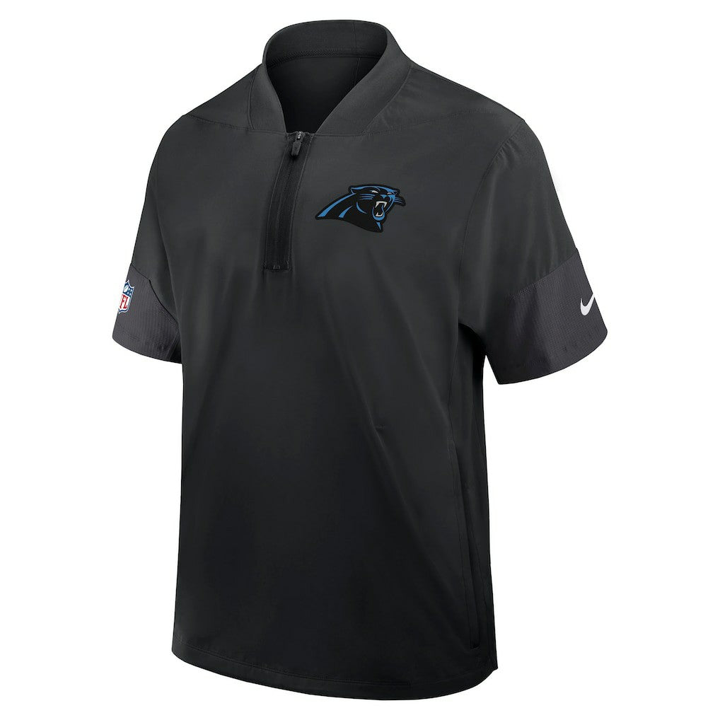 Carolina Panthers Sideline Short Sleeve Quarter-Zip Dri-FIT Coach Jacket Black