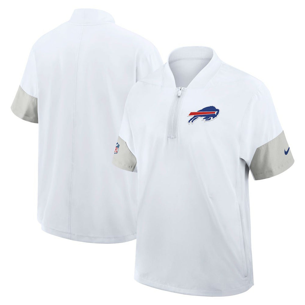Buffalo Bills Sideline Short Sleeve Quarter-Zip Dri-FIT Coach Jacket White