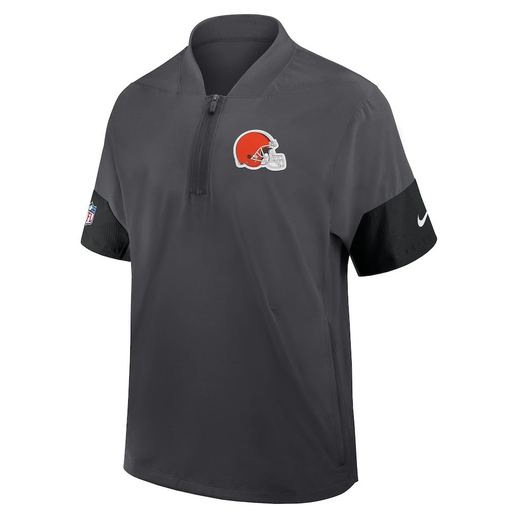 Cleveland Browns Sideline Short Sleeve Quarter-Zip Dri-FIT Coach Jacket Anthracite